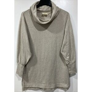 Maeve Anthropologie Oversized Cowl Neck Bishop Sleeve Tunic Sweater Tan‎ Small
